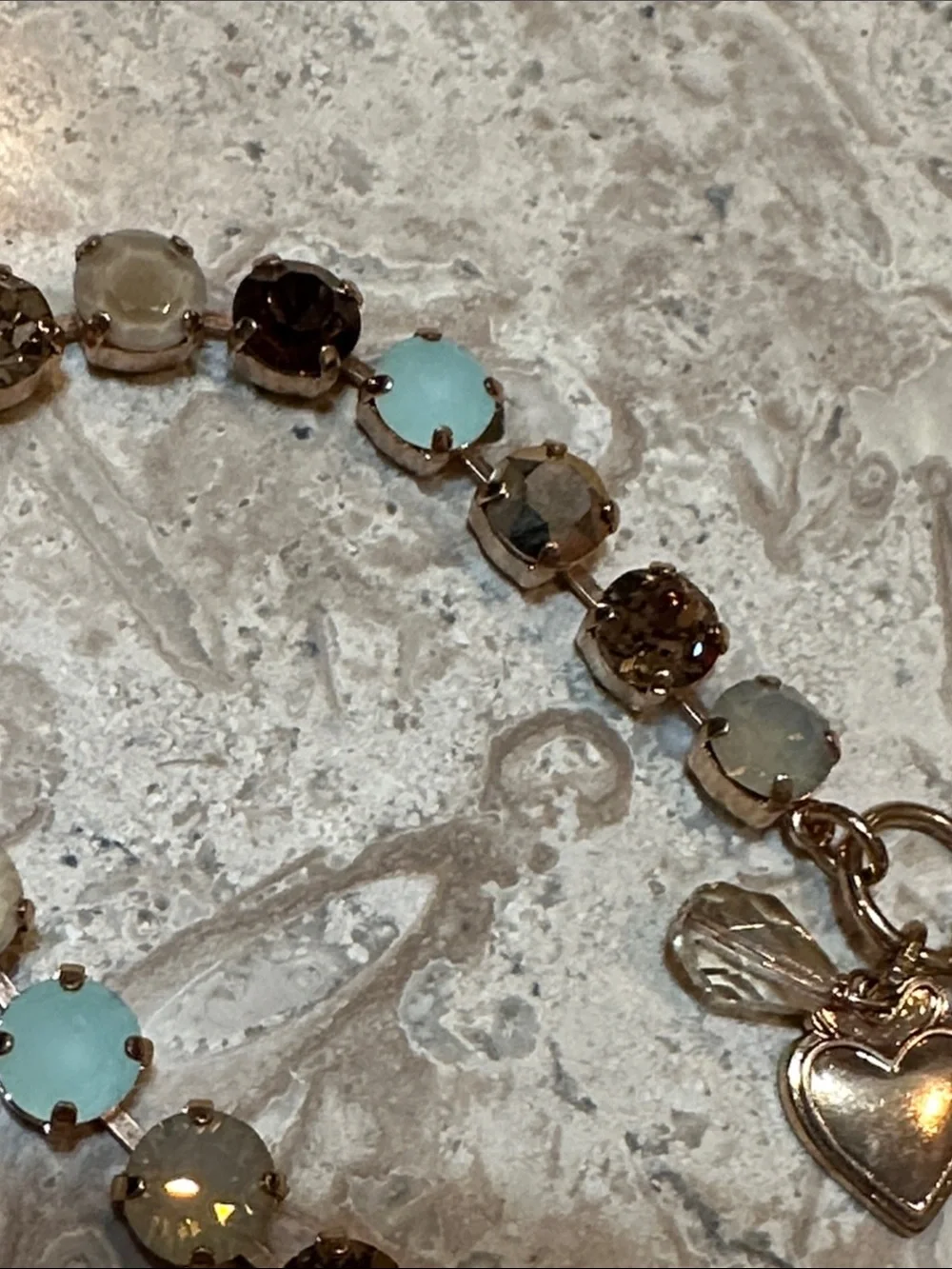 Mariana Gold-Tone Bracelet with Aqua, Brown and Cream Accents